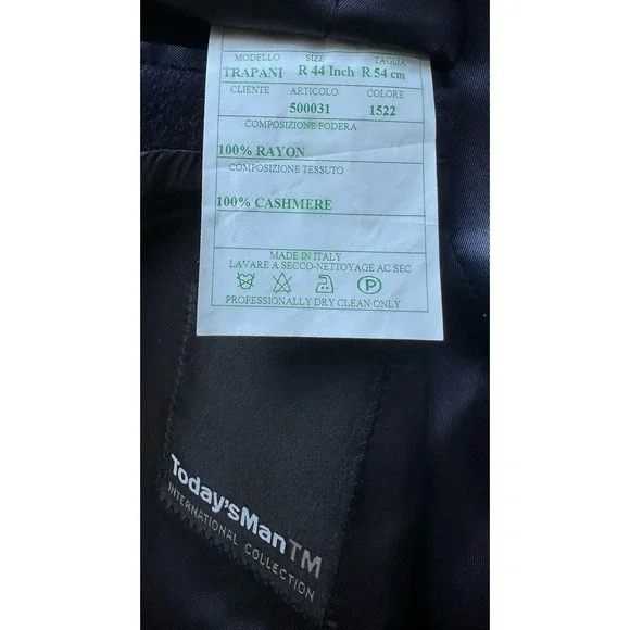 Today'sMan Pure Cashmere Blazer Made In Italy R44 Inch Deep Navy - Picture 16 of 16